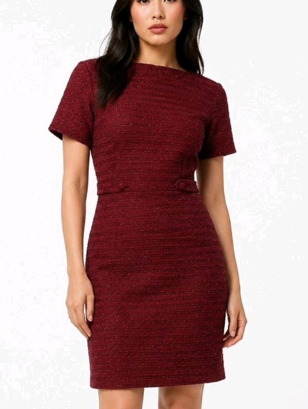L NWT 41 Hawthorn Stitch Fix Cornelia Knit Tweed Dress in Burgundy